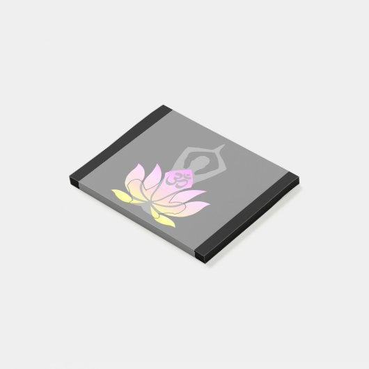 OMのナマステの精神的なはすの花のヨガの姿勢 ポストイット (アングル)