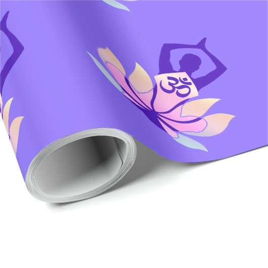 OMのナマステの藤色の精神的なはすの花のヨガ ラッピングペーパー (ロールコーナー)