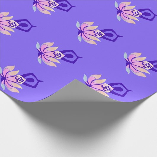 OMのナマステの藤色の精神的なはすの花のヨガ ラッピングペーパー (角)