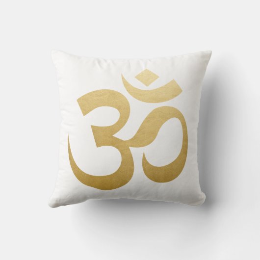 Omのヒンズー教の黙想の記号のヨガのフェイクな金ゴールドホイル クッション (裏面)