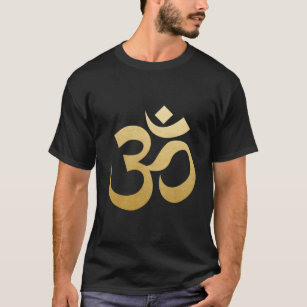 Omのヒンズー教の黙想の記号のヨガのフェイクな金ゴールドホイル Tシャツ