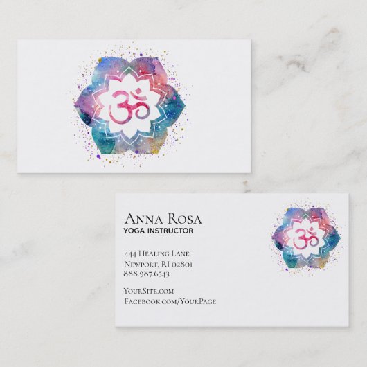 *~* Omのヨガの先生の霊気のマッサージMindfullness 名刺 (正面/裏面)