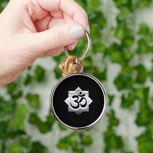 OMの記号のはす精神性のヨガの頂上 キーホルダー (手)