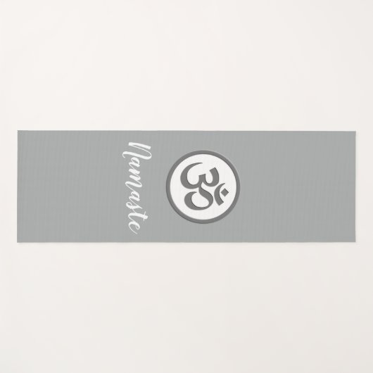 Omの記号のナマステの灰色 ヨガマット (正面(横))