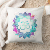 *~* Omの記号の水彩画のはす曼荼羅 クッション (ブランケット)