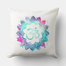 *~* Omの記号の水彩画のはす曼荼羅 クッション