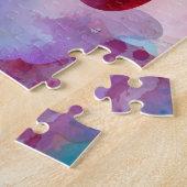 Omの記号の水彩画の紫色 ジグソーパズル (側面)