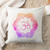 *~* OMの記号の綿のはすの花の曼荼羅 クッション (ブランケット)