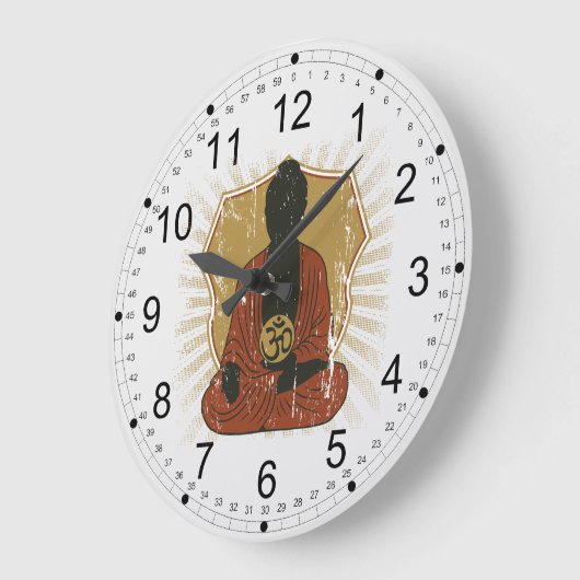 Omの記号をめい想している仏 ラージ壁時計 (傾斜)