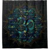 OMの記号を用いるはすのナマステの単語の芸術 シャワーカーテン (正面)