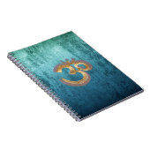 OMの青い真鍮の金ゴールドのダマスク織のアジアのヨガSpiritualität ノートブック (右側)