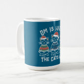 Omは猫がいる場所 – Yoga おもしろい Christmas コーヒーマグカップ (正面左)