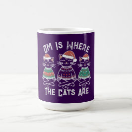 Omは猫がいる場所 – Yoga おもしろい Christmas コーヒーマグカップ