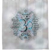 OMを持つはすの曹灰長石のナマステの単語の芸術 シャワーカーテン (正面)