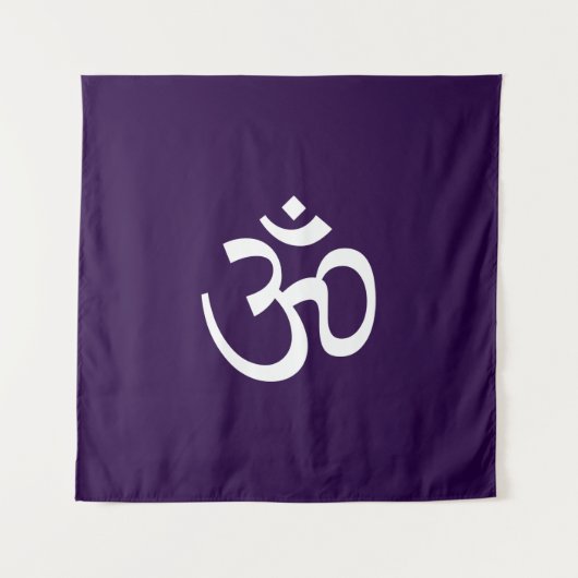 OmオウムアウトラインIcon Hinduism Symbol violet purple タペストリー (正面)