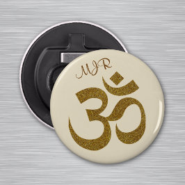 Omシンボルイニシャル2.25インマグネットボトルオープナー 栓抜き