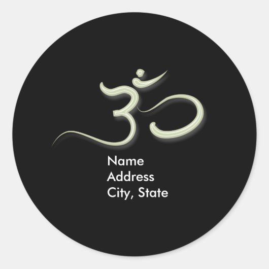 Omシンボルエンベロープステッカー/DIY背景色 ラウンドシール (正面)