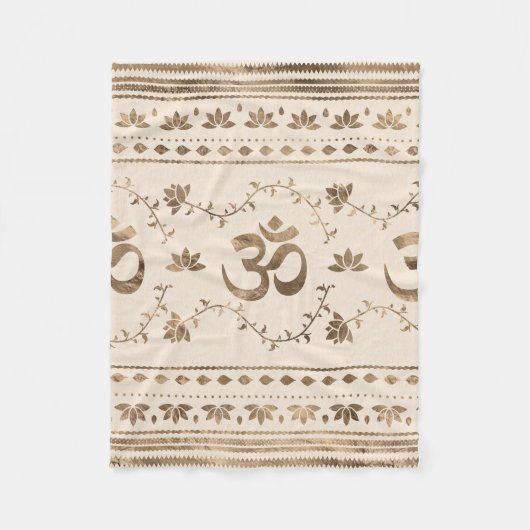 OMシンボルオーナメント-パステル金ゴールド フリースブランケット (正面)