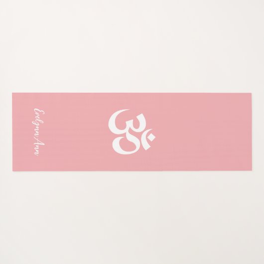 Omシンボルコーラルピンクパーソナライズされた色の名前祈りの言葉 ヨガマット (裏面(横))