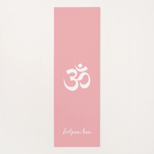 Omシンボルコーラルピンクパーソナライズされた色の名前祈りの言葉 ヨガマット (裏面)