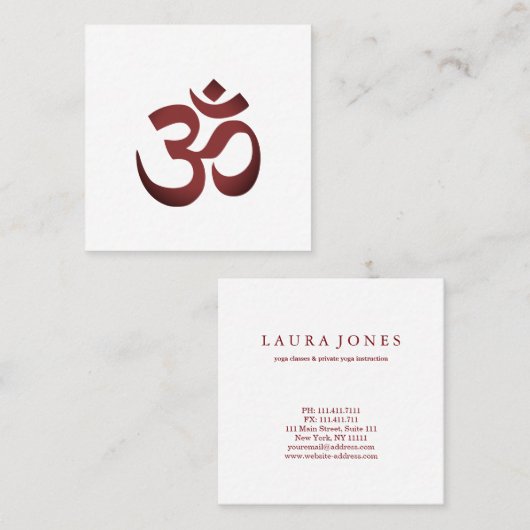 OMシンボルヨガ瞑想インストラクター スクエア名刺 (正面/裏面)