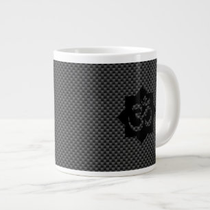 OMシンボルロータススピリチュアリティinカーボンファイバースタイル ジャンボコーヒーマグカップ