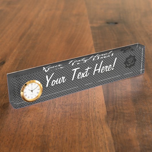 OMシンボルロータススピリチュアリティinカーボンファイバースタイル デスクネームプレート (側面)