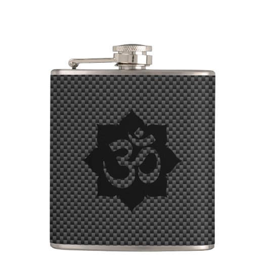 OMシンボルロータススピリチュアリティinカーボンファイバースタイル フラスク (正面)