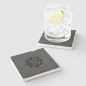 OMシンボルロータスピリチュアリティヨガカーボンスタイル ストーンコースター (横)