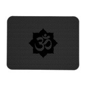 OMシンボルロータスピリチュアリティヨガカーボンスタイル マグネット (横)