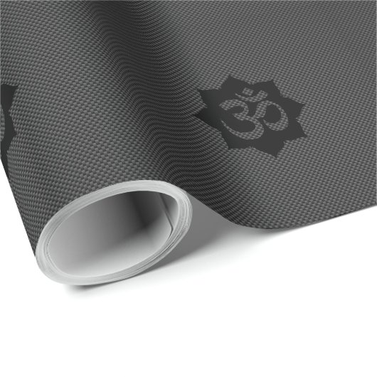 OMシンボルロータスピリチュアリティヨガカーボンスタイル ラッピングペーパー (ロールコーナー)