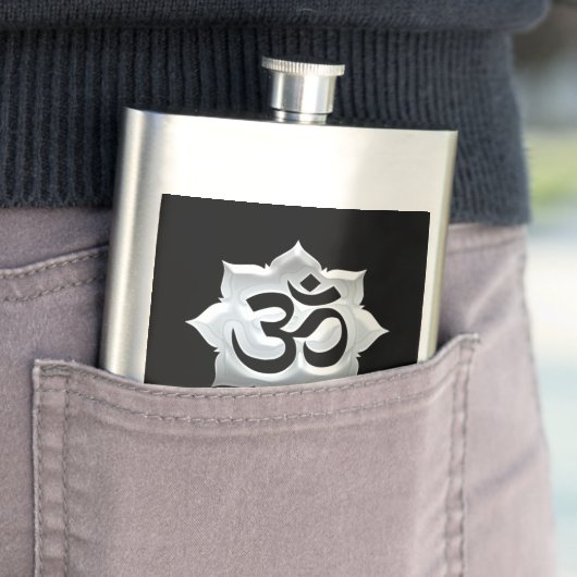 OMシンボルロータスピリチュアリティヨガクレスト フラスク (インサイチュ)
