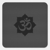 OMシンボルロータスピリチュアリティヨガinカーボンファイバー スクエアシール (正面)