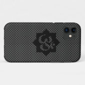 OMシンボルロータスピリチュアリティヨガinカーボンファイバー Case-Mate iPhoneケース (裏面(横))