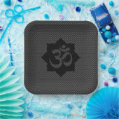 OMシンボルロータスピリチュアリティ炭素繊維デコール ペーパープレート (パーティー)