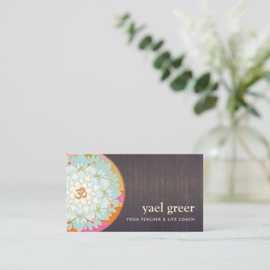 OMシンボルロータスマンダラアートビジネスカード 名刺 (スタンド正面)