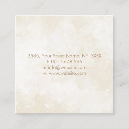 OMシンボル – ゴールデンブラシストローク正方形ビジネスカー スクエア名刺 (裏面)