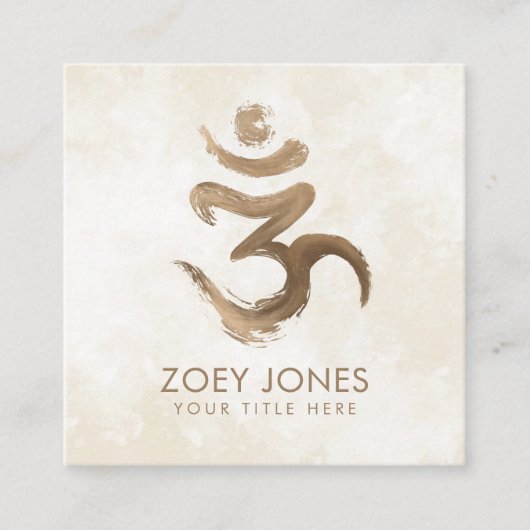 OMシンボル – ゴールデンブラシストローク正方形ビジネスカー スクエア名刺 (正面)