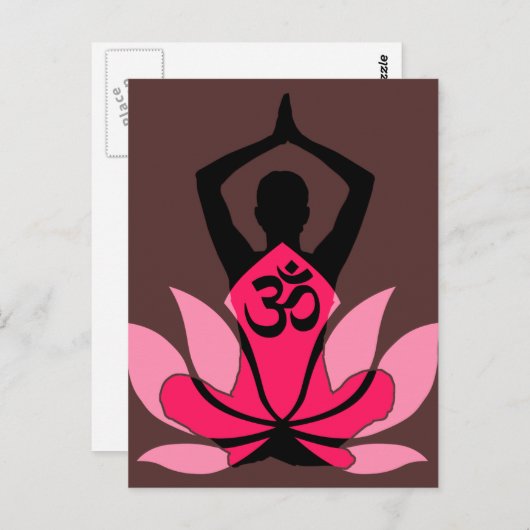 OMナマステスピリチュアルロータスフラワーヨガインアンバー ポストカード (正面/裏面)