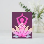 OMナマステスピリチュアルロータスフラワーヨガオンプラム ポストカード (スタンド正面)