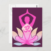 OMナマステスピリチュアルロータスフラワーヨガオンプラム ポストカード (正面/裏面)