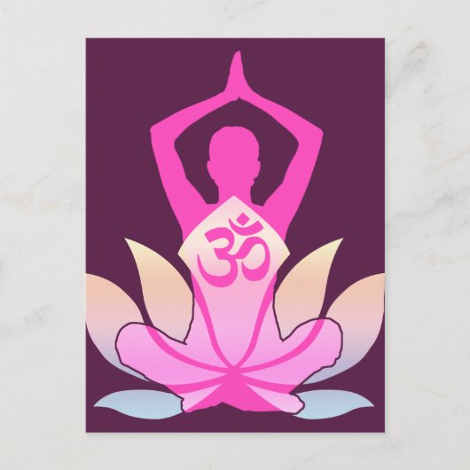 OMナマステスピリチュアルロータスフラワーヨガオンプラム ポストカード (正面)