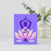 OMナマステスピリチュアルロータスフラワーヨガオンマウヴ ポストカード (スタンド正面)