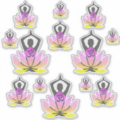 OMナマステスピリチュアルロータスフラワーヨガポーズ シール (正面)