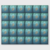 OMブルー真鍮金ゴールドダマスクアジアヨガスピリチュアリタット ラッピングペーパー (フラット)