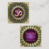 OMホリスティックパープルグリーンピーコックマンダラスクエア スクエア名刺 (正面/裏面)