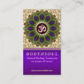 OMホリスティック紫王室の+グリーンピーコックマンダラ 名刺 (裏面)