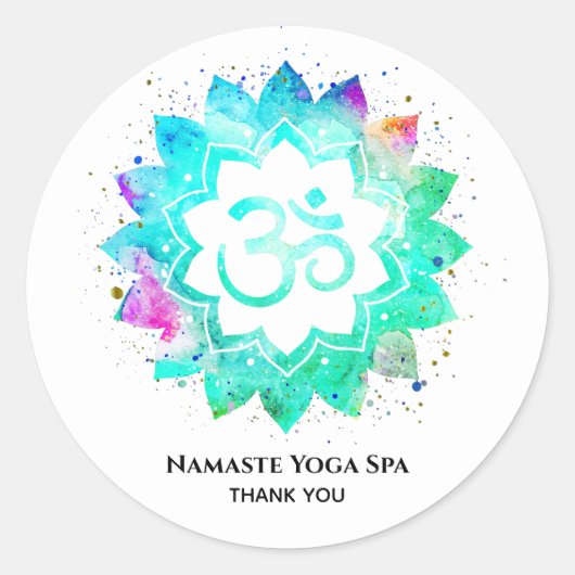 *~* OMマンダラスピリチュアルオウムシンボルロータスフラワー ラウンドシール (正面)