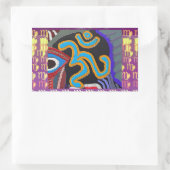 OMマントラ – 108回瞑想を唱える 長方形シール (バッグ)