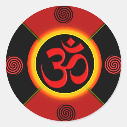 OMヤントラレッド/ブラック/金ゴールド ラウンドシール (正面)